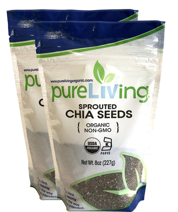Pure Living - Organic Sprouted Chia Seeds, 2 Packs - 8 Ounce Each