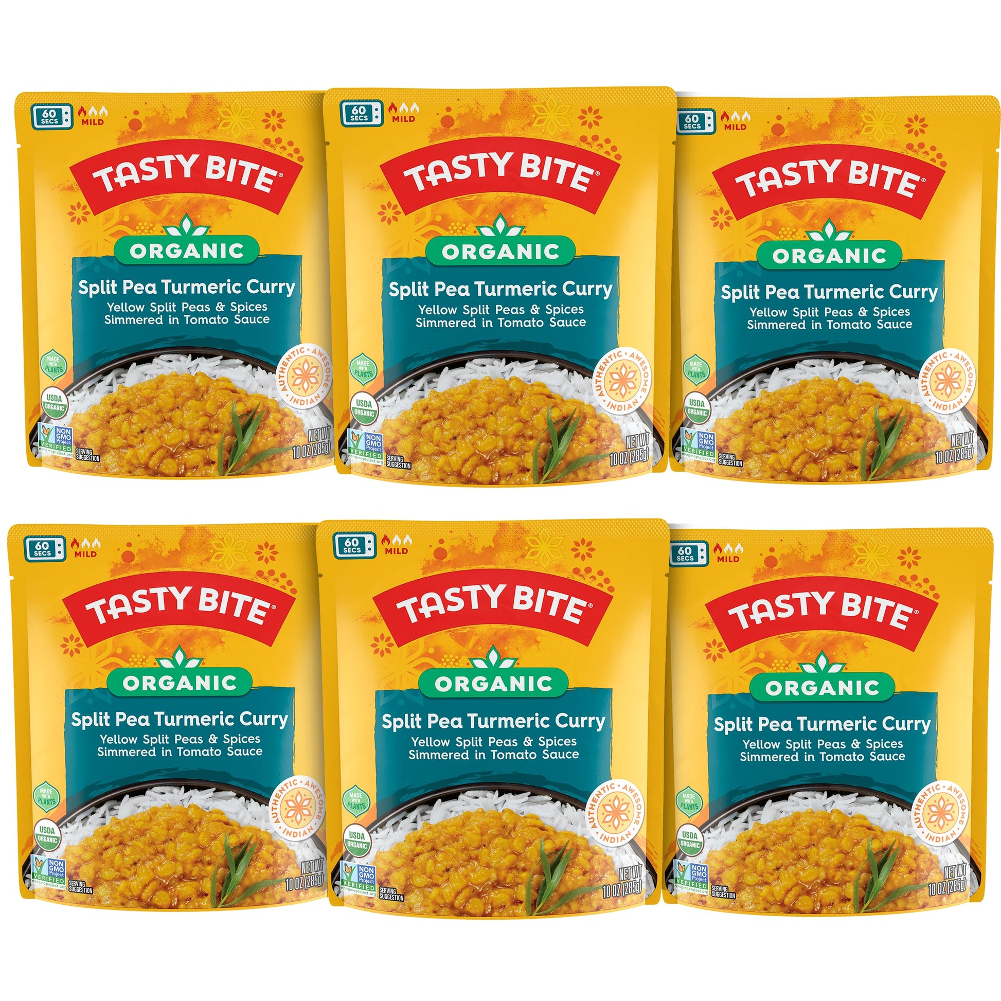Tasty Bite Organic Jodhpur Lentils, 10 Ounce, Pack Of 6, Ready To Eat, Microwavable Entree, Vegan ( 6 Count )