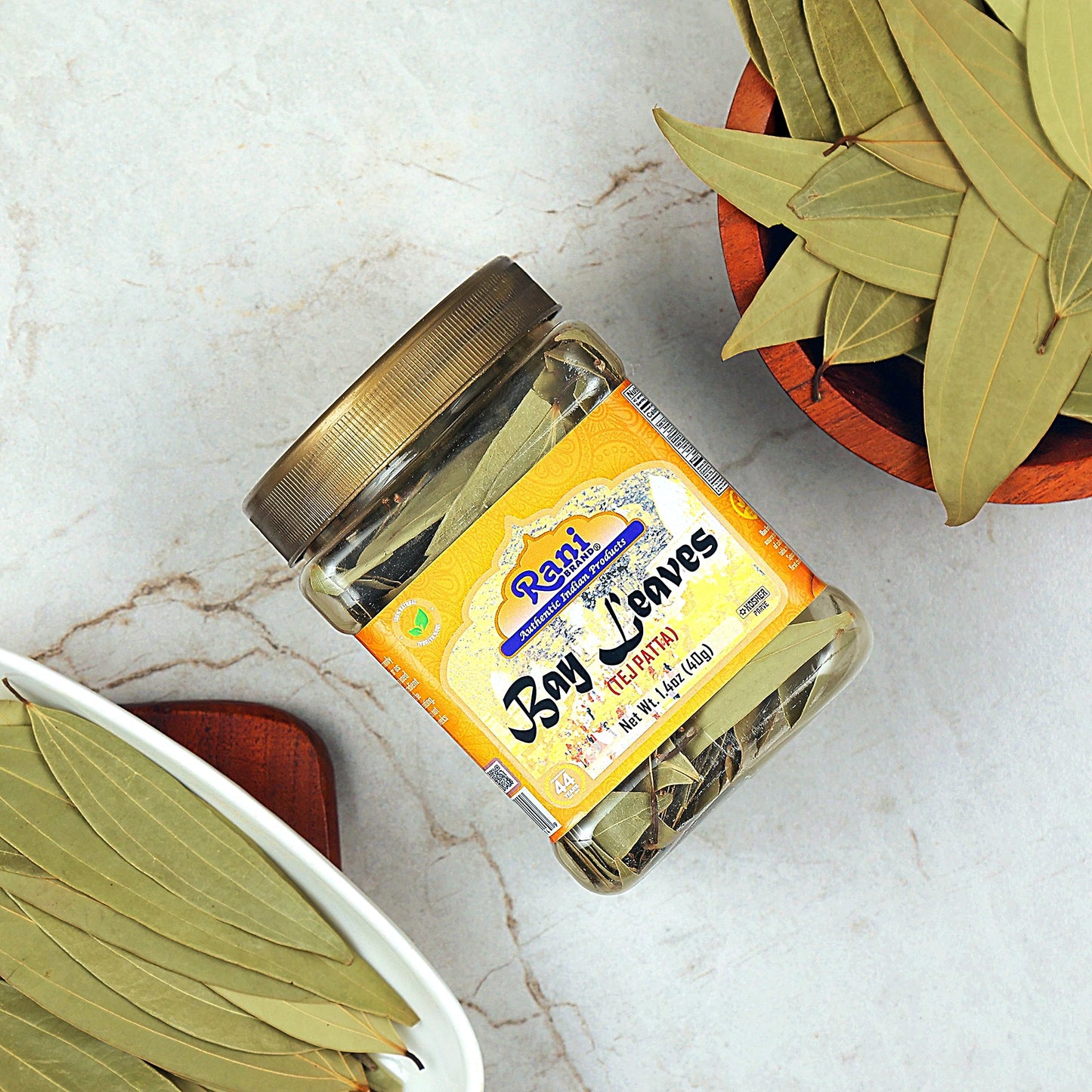 Rani Bay Leaf (Leaves) Whole Spice Hand Selected Extra Large 1.4Oz (40G) Pet Jar ~ All Natural | Gluten Friendly | Non-Gmo | Kosher | Vegan | Indian Origin (Tej Patta)