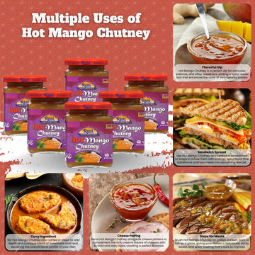 Rani Hot Mango Chutney (Spicy Indian Preserve) 12.5Oz (350G) Glass Jar, Ready To Eat, Vegan, Pack Of 5+1 Free ~ Gluten Free, All