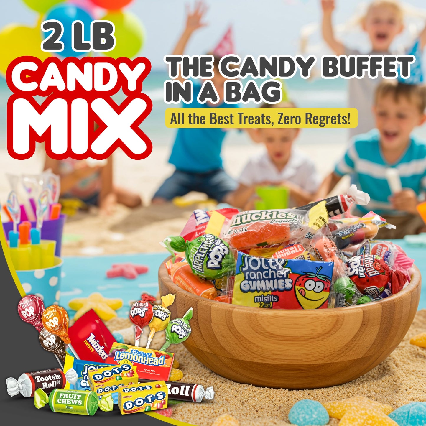 Candylish Candy Mix Variety Pack - Assorted Individually Wrapped Candy for Parties, 2 lbs, Full Size, Great for Piñatas and Goodie Bags