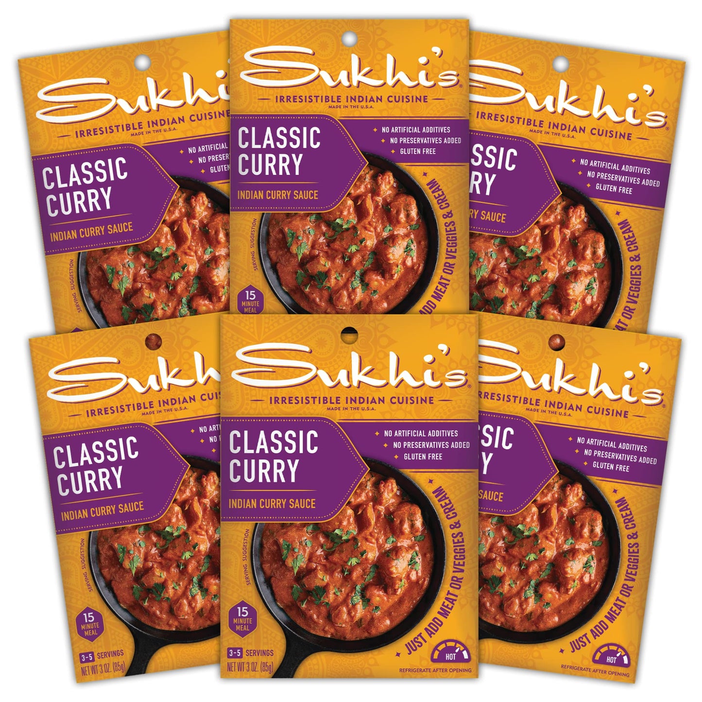 Sukhi'S Gluten-Free Indian Curry Paste - Classic Curry Sauce 3Oz (Pack Of 6), Simmer Sauce Indian Sauce