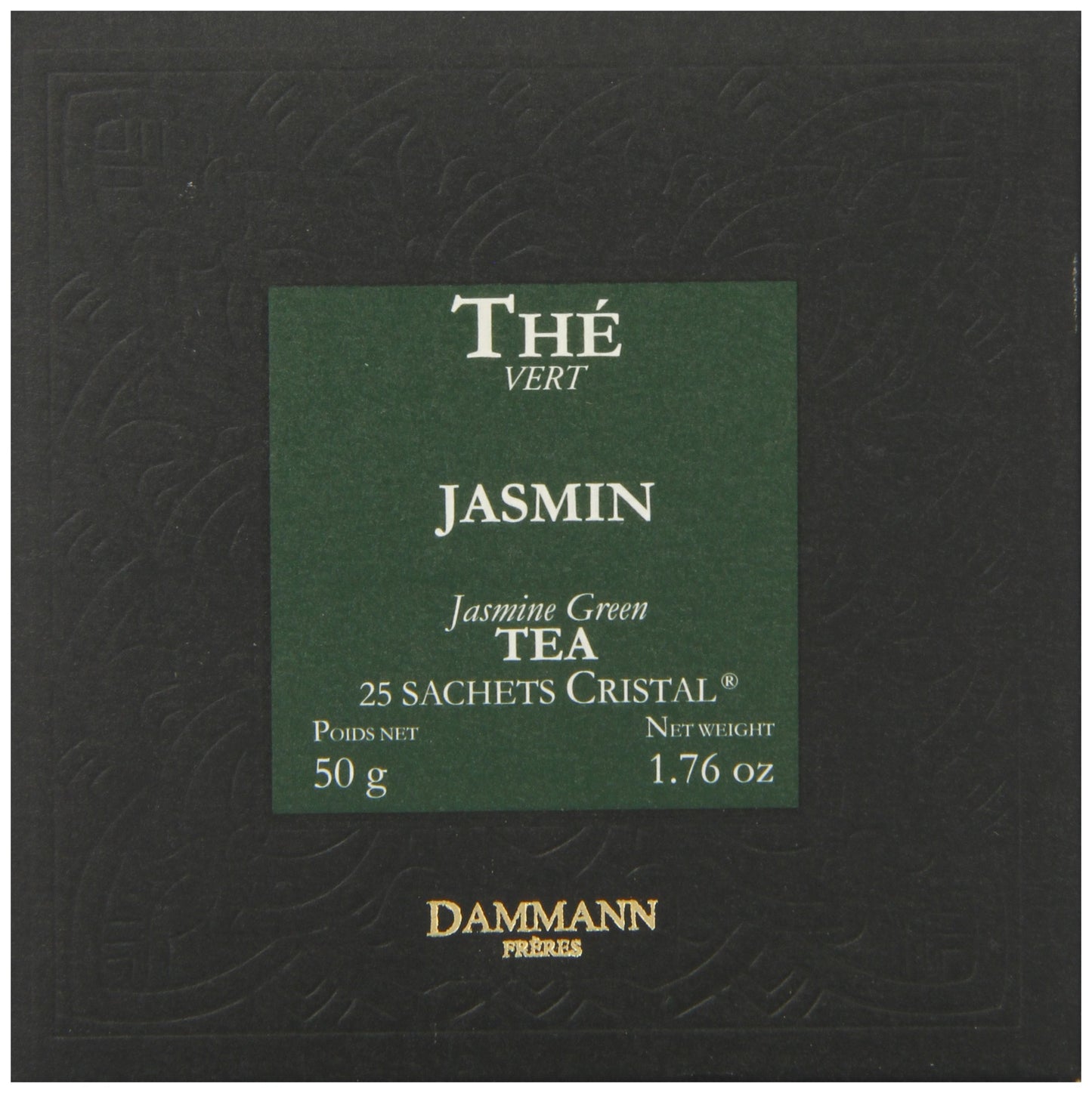 Dammann Freres Premium Gourmet French Jasmine Vert Au Green Tea Bags Sachets, 25 Count