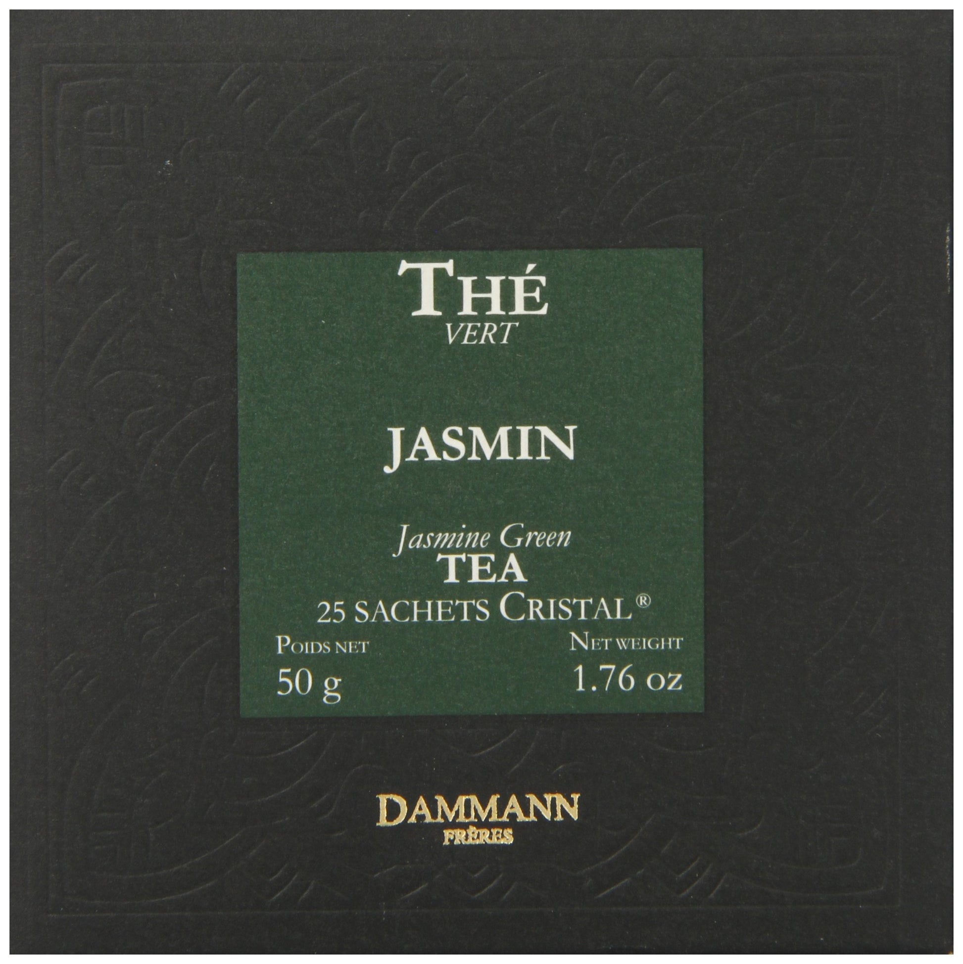 Dammann Freres Premium Gourmet French Jasmine Vert Au Green Tea Bags Sachets, 25 Count