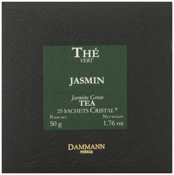Dammann Freres Premium Gourmet French Jasmine Vert Au Green Tea Bags Sachets, 25 Count