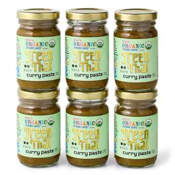 Green Thai Curry Paste ORGANIC. VEGAN. DAIRY FREE. SUGAR FREE. KETO FRIENDLY. MADE IN THAILAND. Case of 6 x 4.23 oz Glass Jars