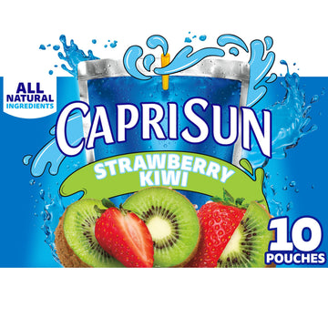 Capri Sun Strawberry Kiwi Naturally Flavored Kids Juice Drink Blend (10 ct Box, 6 fl oz Pouches)