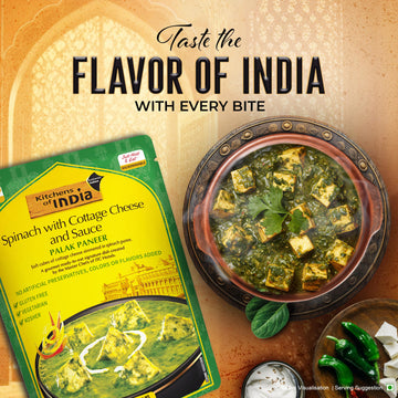 Kitchens Of India Palak Paneer, Spinach With Cottage Cheese & Sauce, 10 Ounces - Pack Of 3, Ready To Eat Authentic Vegetarian Indian Food, Gluten-Free