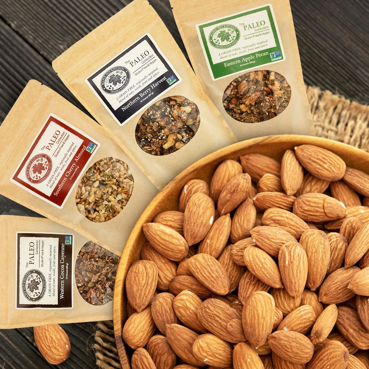 Maple Nut Kitchen Paleo Granola Variety Pack - High Protein, Gluten-Free, Vegan - Southern Cherry Almond, Northern Berry Harvest