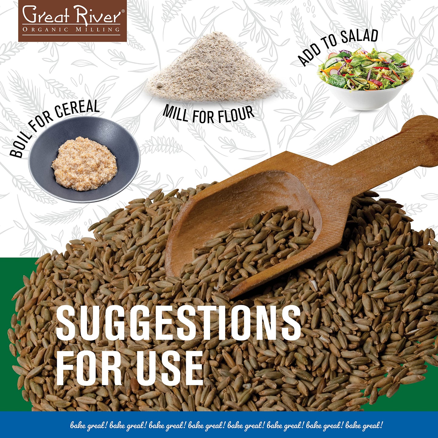 Great River Organic Milling Organic Whole Grain Rye Berries | High-Fiber, Nutrient-Rich Ancient Grain | Non-GMO, Kosher | Ideal