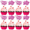 24Pcs Happy Valentine'S Day Cupcake Toppers With Heart Rose Red Glitter Sweet Love Theme Cupcake Picks Valentine'S Day Cake Deco