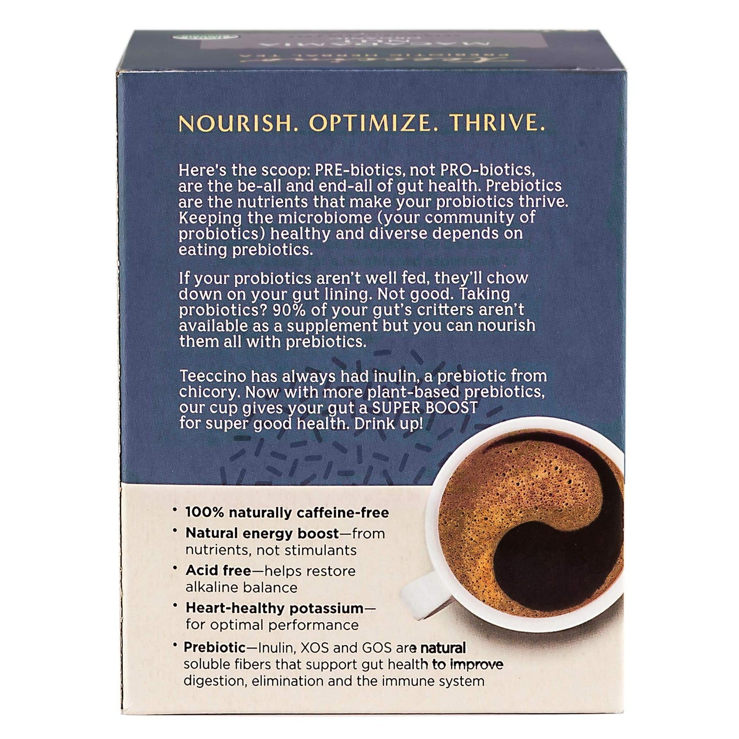 Teeccino Dark Chocolate Herbal Tea - Prebiotic Superboost, 10 Tea Bags