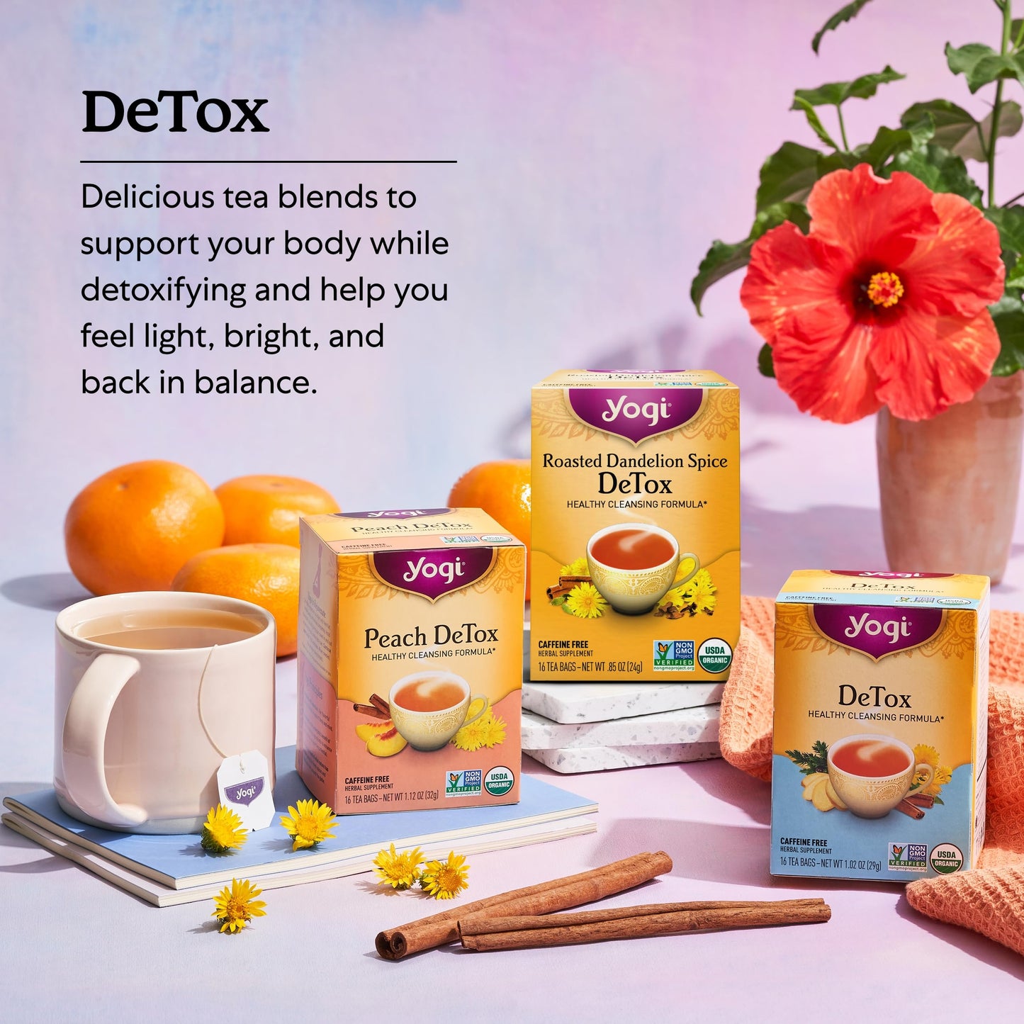 Yogi Tea Roasted Dandelion Spice DeTox Tea - Caffeine Free Herbal Blend, 0.85 Ounce (Pack of 6), 96 Organic Tea Bags