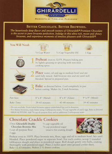 Ghirardelli Chocolate DOUBLE CHOCOLATE Brownie Mix 18oz. (2 Boxes)