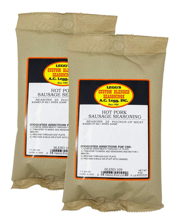 A.C. Legg Blend 109 Hot Pork Sausage Seasoning, 2 Packs - 9 Ounce Each
