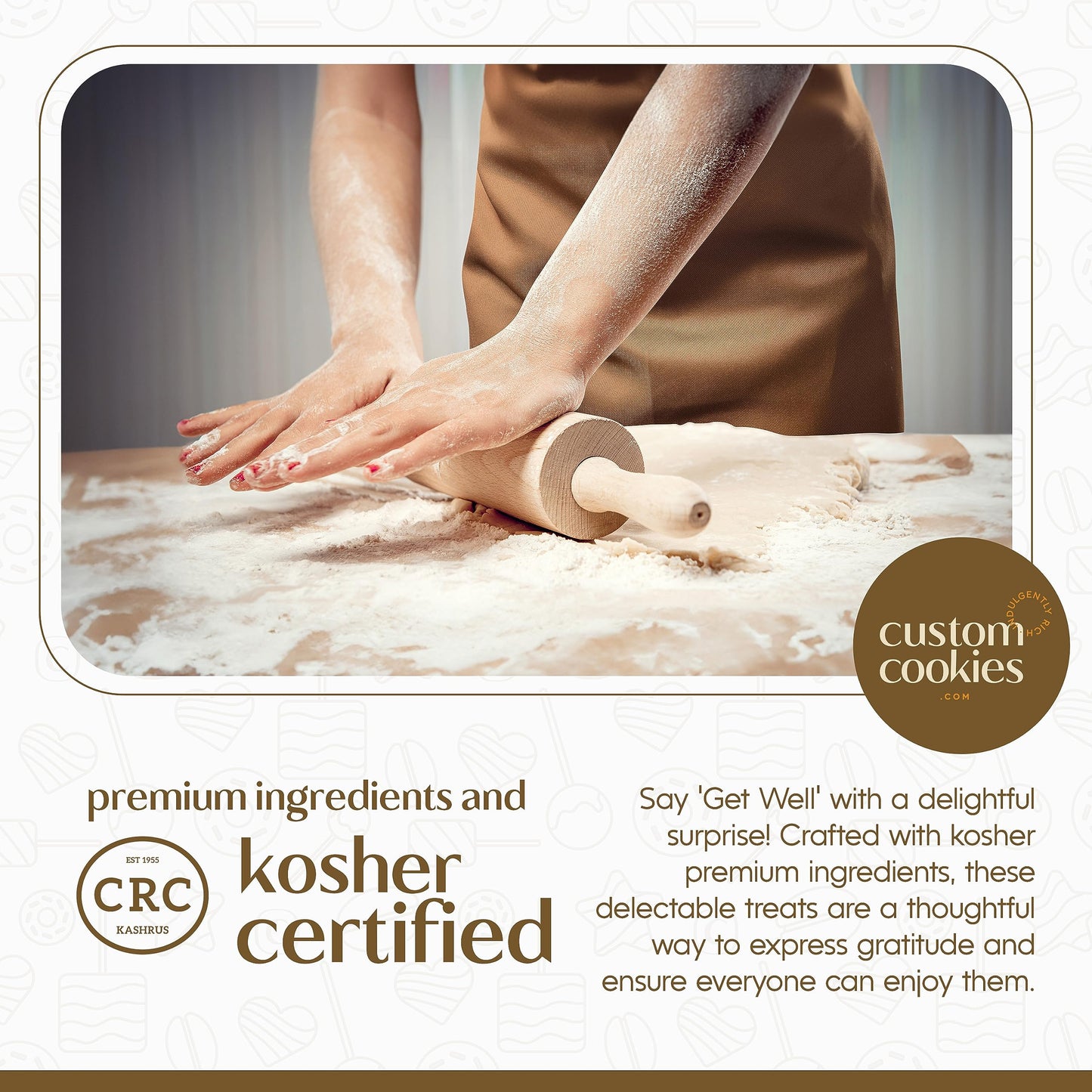 Custom Cookies Get Well Cookies - Set Of 2 Kosher Decorated Vanilla Sugar Cookies - Express Feel Better Wishes For Men, Women, A