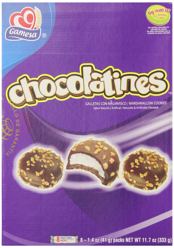 Gamesa Chocolatines Cookies, 11.7 oz, 8 Count Pack - Delicious Chocolate-Filled Treats