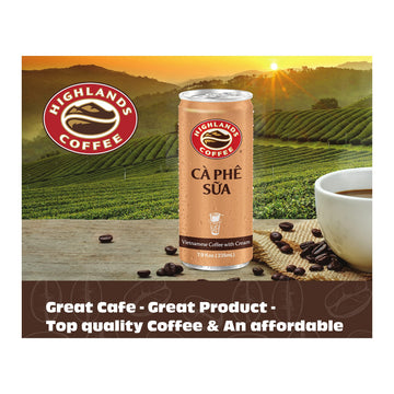 Highlands Coffee C PH SA Iced Milk Coffee, 7.9 oz Can Bundle, Pack of 12 - Premium Coffee with Condensed Milk, Perfect for On-the-Go