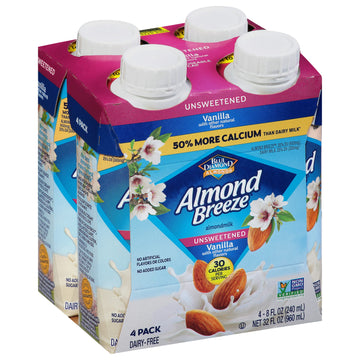 Almond Breeze, Dairy Free Almondmilk, Unsweetened Vanilla, 8 Ounce , Pack Of 4