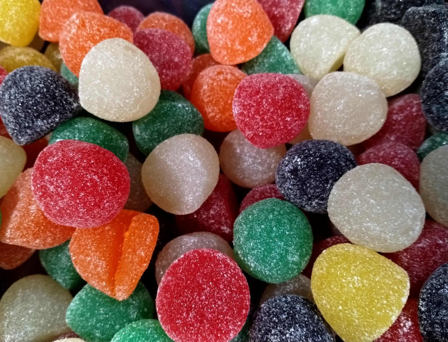 Assorted Sugar Sanded Fruit Juju Gum Drops - 1 Lb Of Fresh Delicious Bright Chewy Lemon Lime Orange Cherry Pineapple Grape Bulk