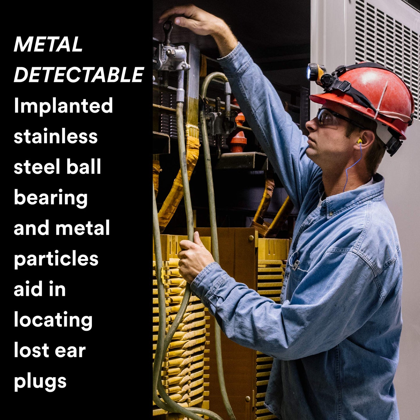 3M Ear Plugs, 200/Box, E-A-Rsoft Superfit 311-4109, Metal Detectable Cord, Disposable, Foam, Nrr 32, Drilling, Grinding, Machining, Sawing, Sanding, Welding, 1/Poly Bag