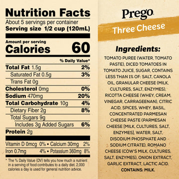 Prego Three Cheese Pasta Sauce, 24 Oz Jar