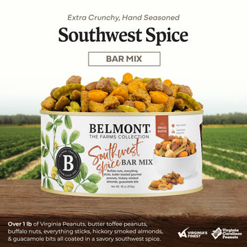 Belmont Peanuts Southwest Spice Bar Mix, 18 oz – Virginia Peanuts, Buffalo Nuts, Smoked Almonds, No Preservatives
