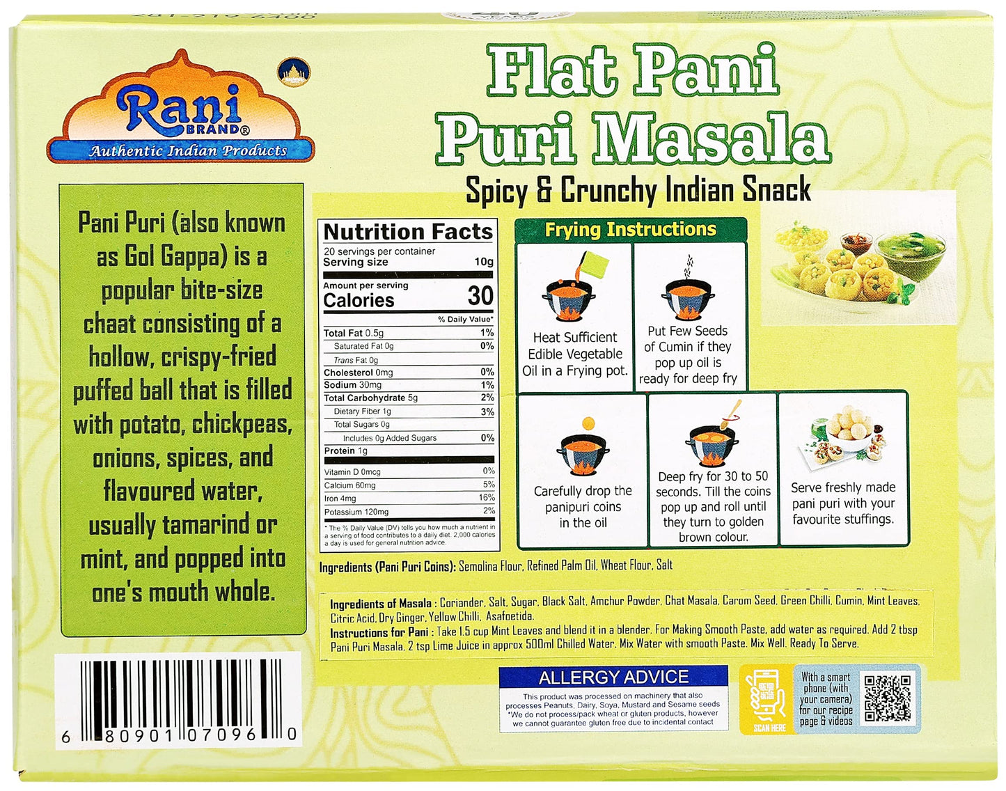 Rani Pani Puri Coins (Uncooked, Microwaveable Wheat And Semolina Coins) 7Oz (200G) With Pani Puri Masala (14-Spice Blend For Indian Spicy Water) 3.5Oz (100G) ~ All Natural | Vegan | Non-Gmo