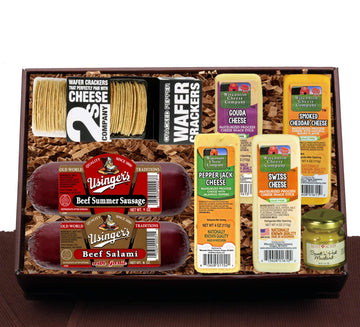 Direct From Wisconsin Deluxe Meat and Cheese Charcuterie Gift Box - Meat and cheese made in small batches