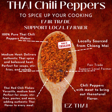 Ez Thai - Chili Pepper Flakes 3.5Oz - Thai Red Chilli Crushed Powder Seasoning Spice For Chinese, Mexican, & Asian Cooking Cuisi