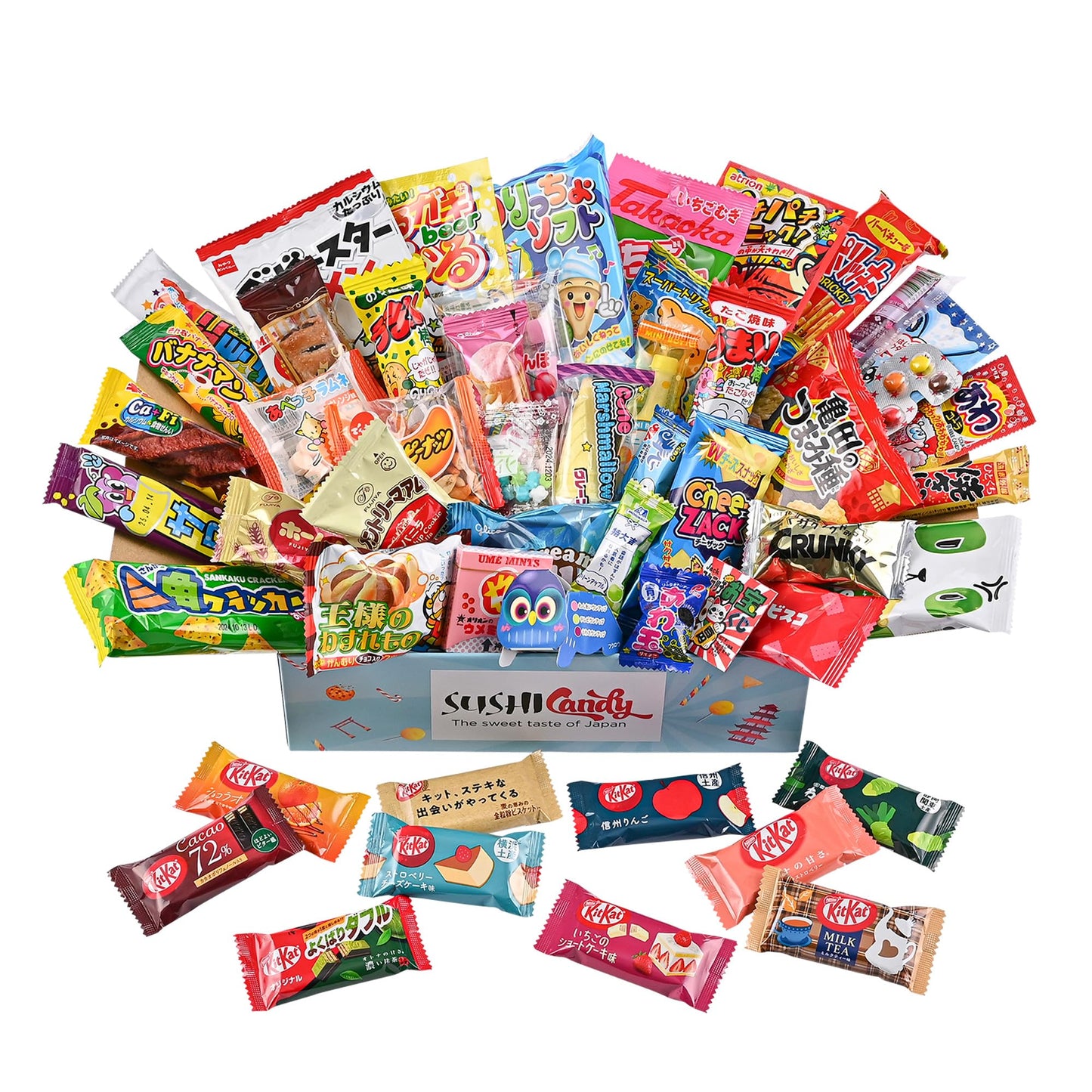 50 Japanese Candy & Snack Box Set 10 Japanese Kitkat Assortment And 40 Popular Sweets (Gift Box)