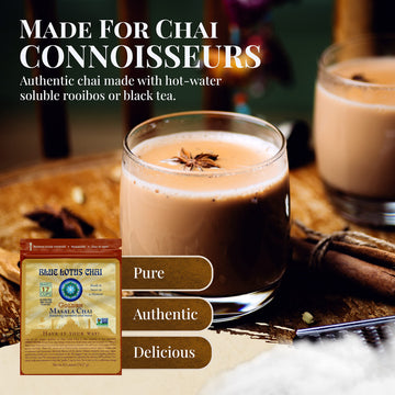 Blue Lotus Chai - Golden Masala Flavor Chai - Makes 17 Cups - 0.5 Ounce Masala Spiced Chai Powder With Organic Spices - Instant