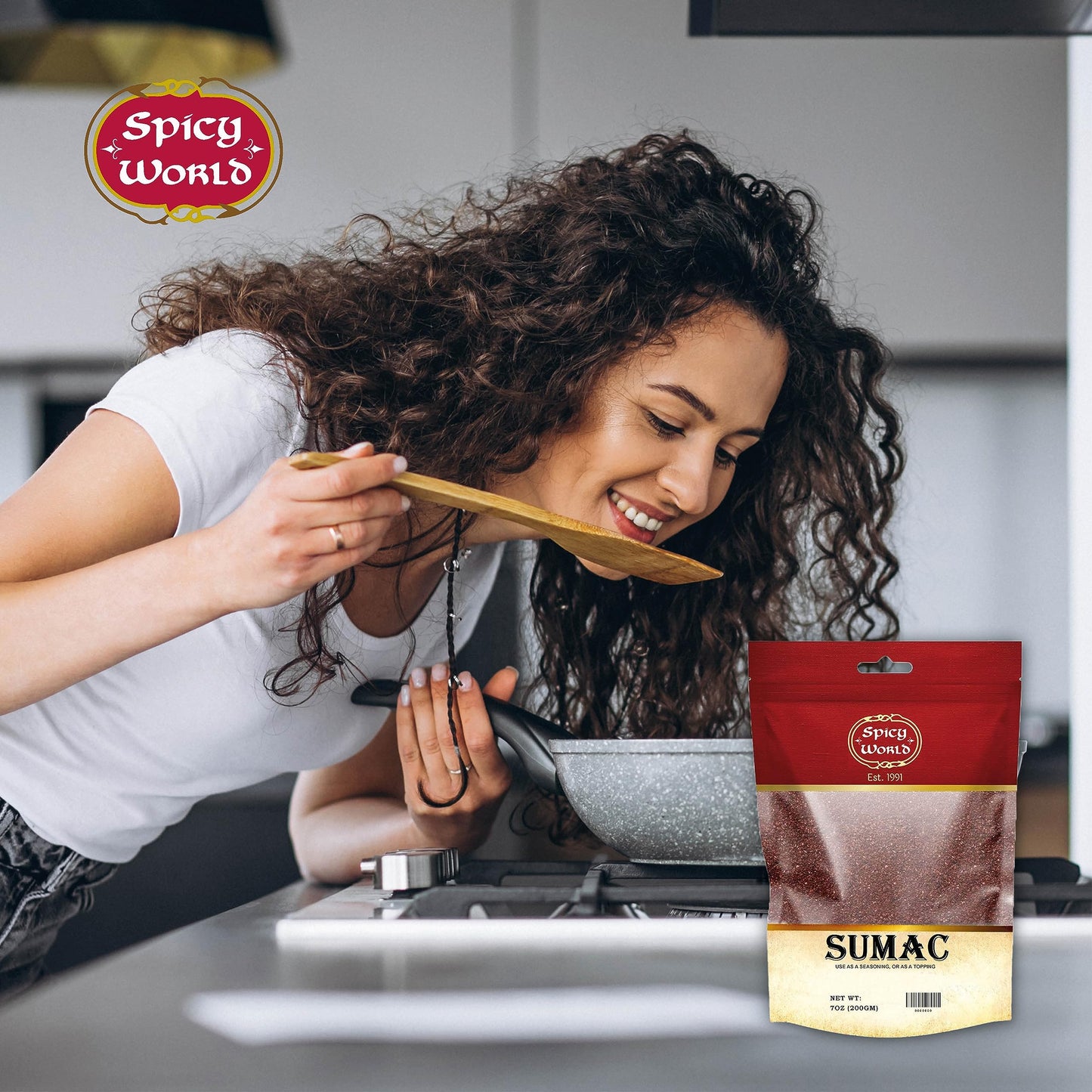 Spicy World Sumac Spice Powder 7 Ounce Bag - Ground Sumac, Sumac Seasoning (Sumak)