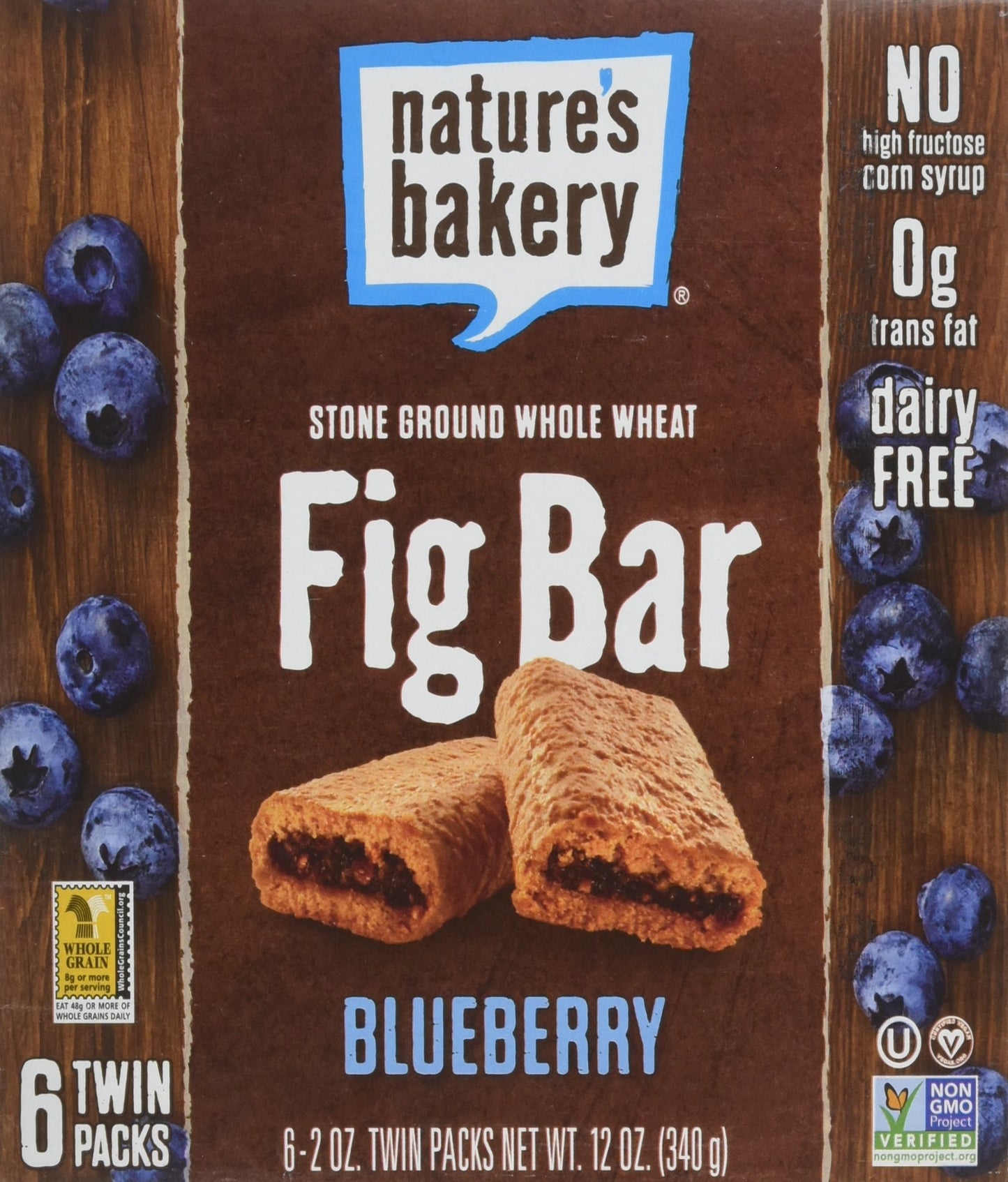 Nature'S Bakery, Whole Wheat Fig Bar, Blueberry (Kosher) (6 Twin Pack Of 2 Oz Each), 12 Ounce