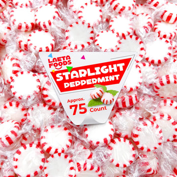 LaetaFood Starlight Peppermints Red White Stripped Hard candy Individually Wrapped (1 Pound Bag)