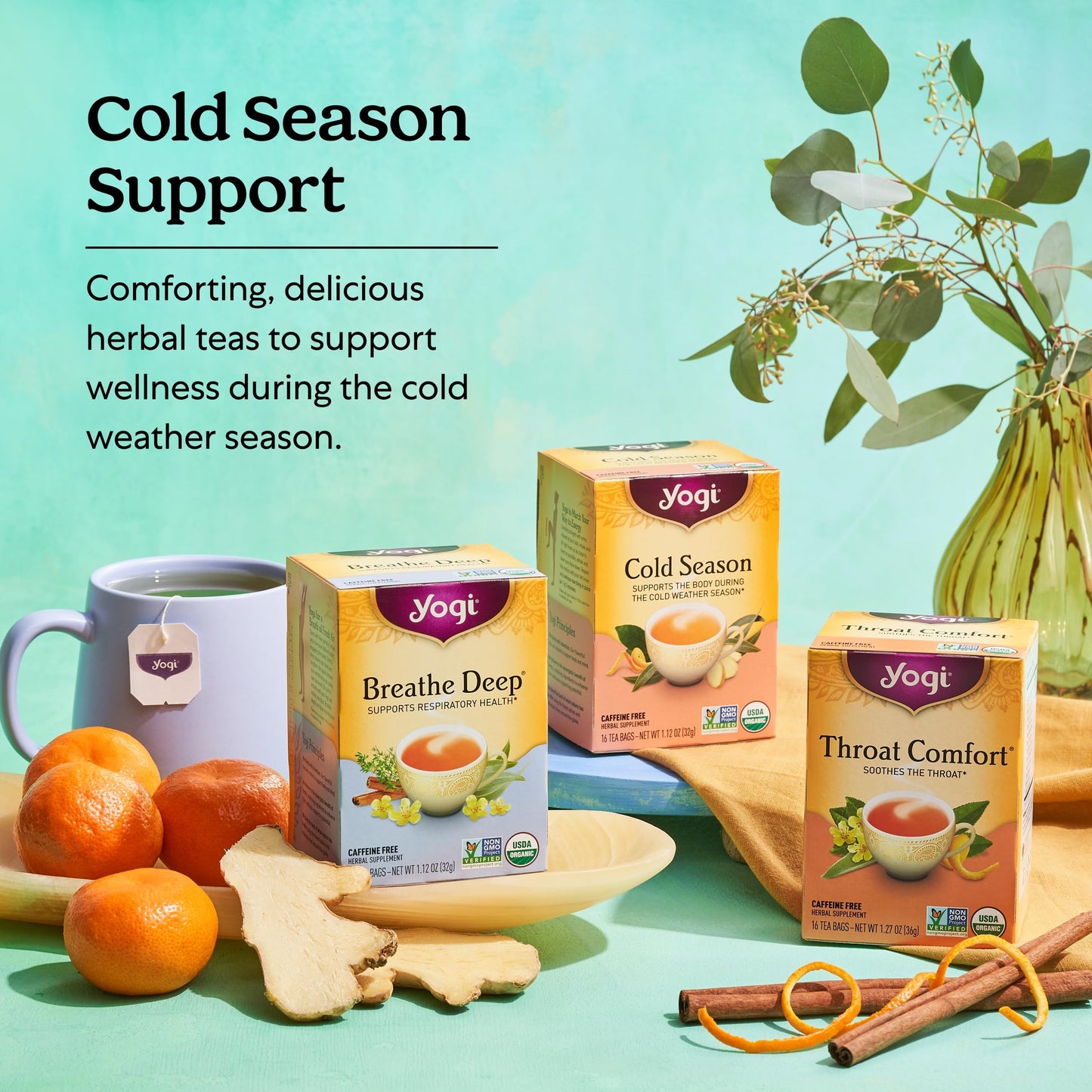 Yogi Tea Breathe Deep Tea - 16 Tea Bags per Pack (6 Packs) - Organic Respiratory Tea - Supports Respiratory Health - Includes Li