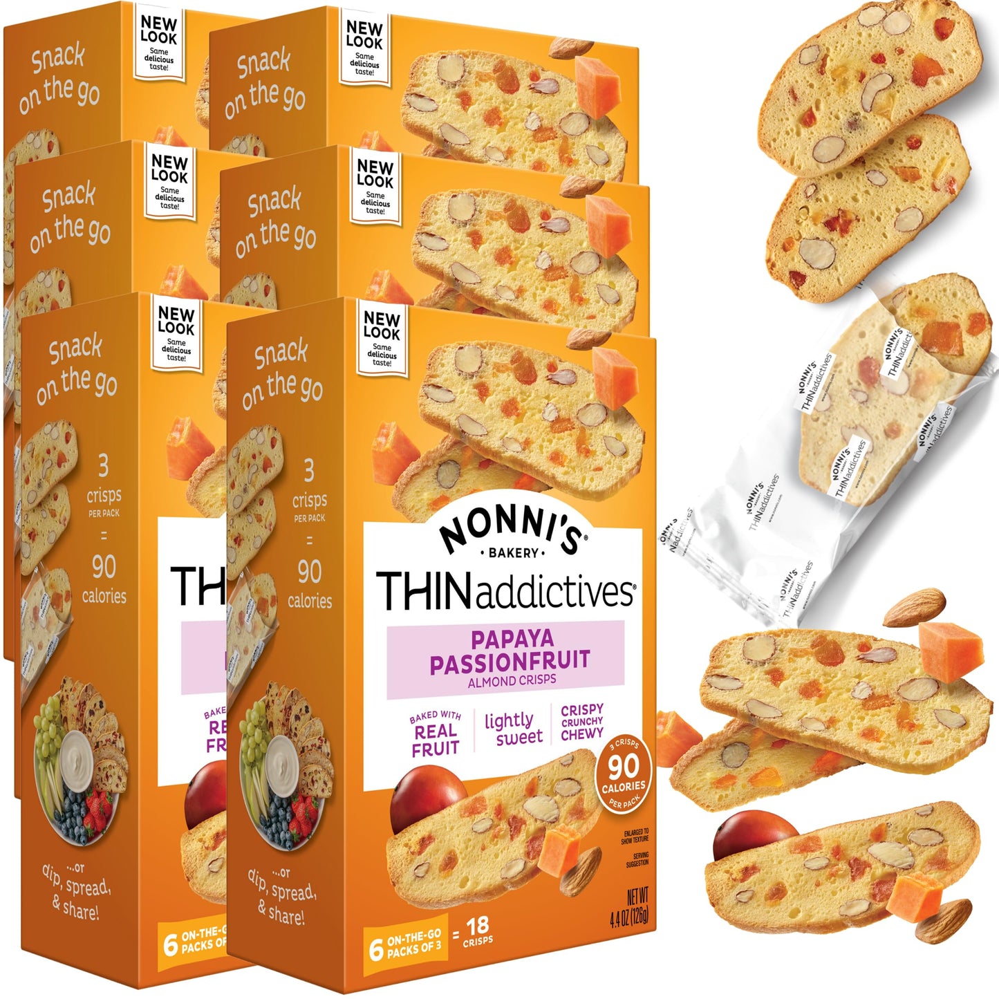 Nonni'S Thinaddictives Almond Thin Cookies - 6 Boxes Papaya & Passionfruit Almond Cookie Thins - Biscotti Italian Cookies - Bisc