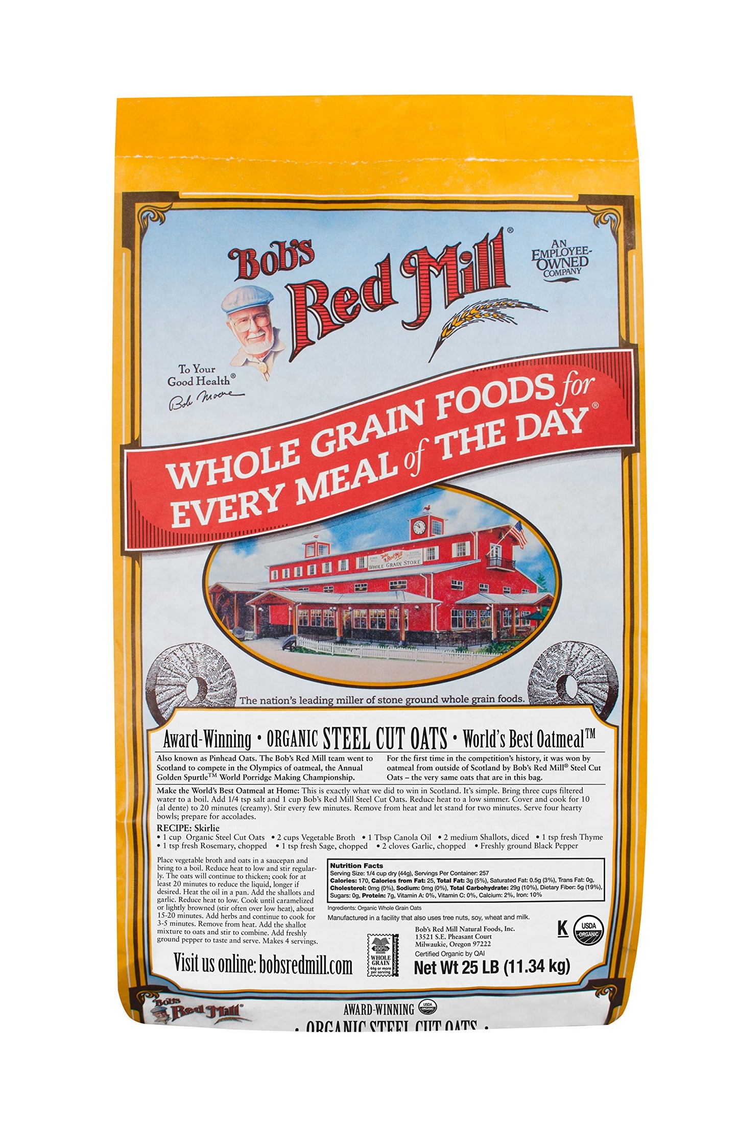 Bob's Red Mill Bulk Oats Steel Cut Organic, 25 Pound