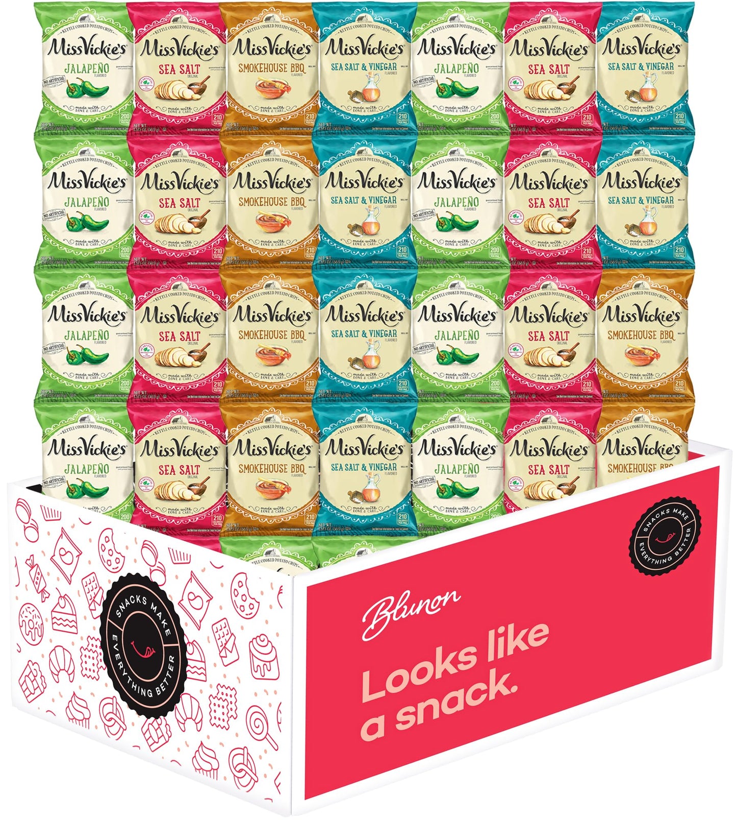 Miss Vickie Potato Chips Variety Pack - Kettle Cooked Bulk Assortment - Care Package Gift Box (30 Count)