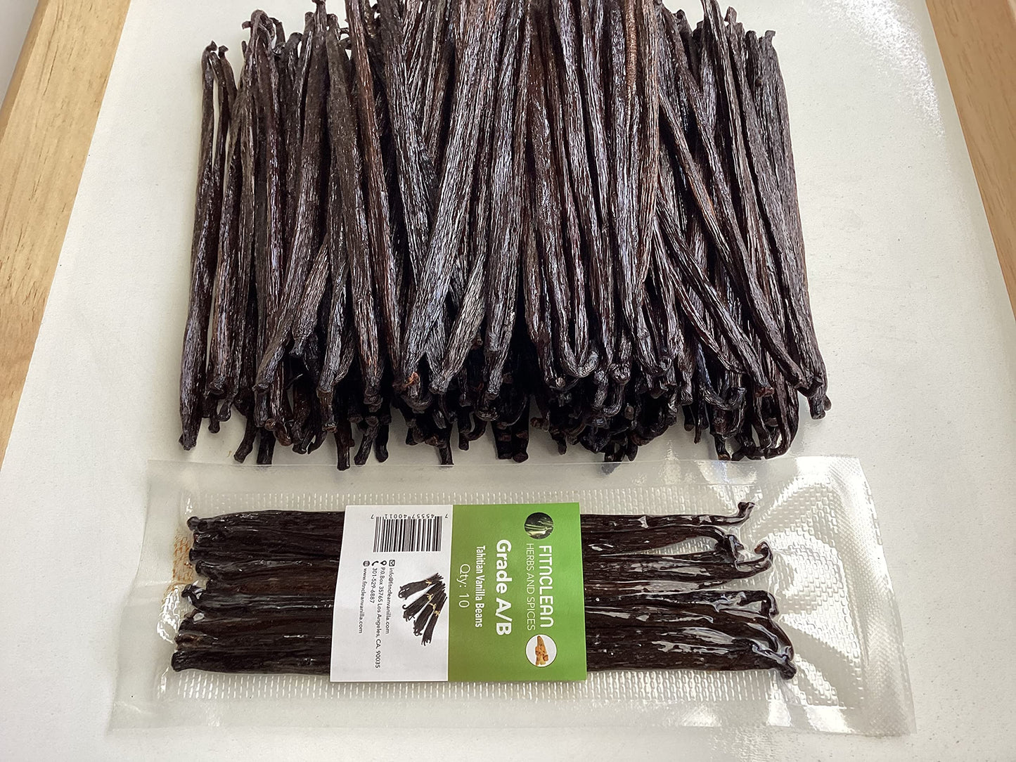 FITNCLEAN VANILLA Tahitian Vanilla Beans Grade A/B, 10 Count, 5-7 Natural Raw Fresh NON-GMO Pods