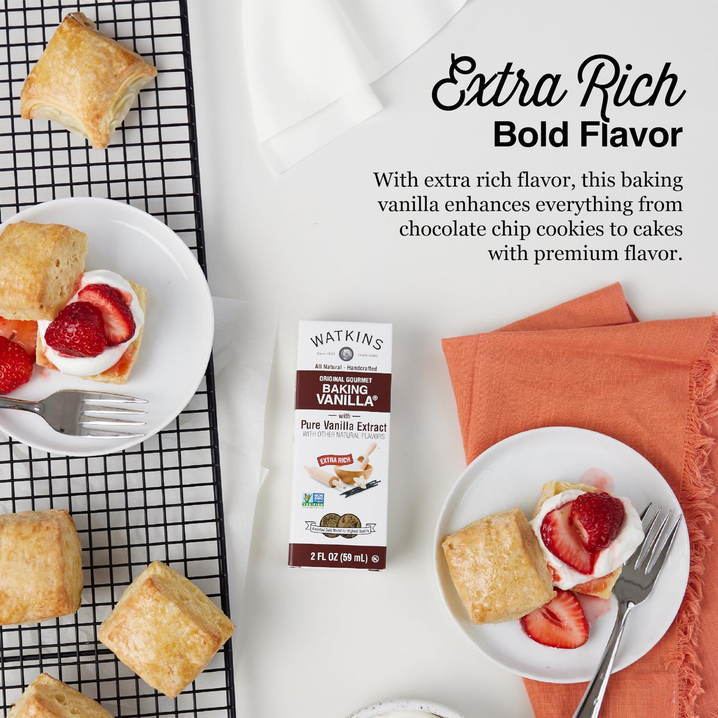 Watkins All Natural Original Gourmet Baking Vanilla With Pure Extract, 2 Fl. Oz. Bottle, 1-Pack
