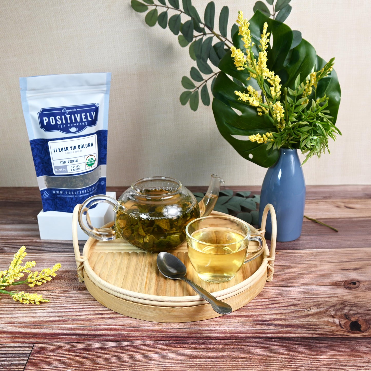 Organic Positively Tea Company Ti Kuan Yin Oolong Tea Loose Leaf 4 Ounce