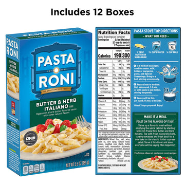 Pasta Roni Butter & Herb Italiano Rigatoni Mix, 5.5 Oz, (Pack Of 12 Boxes)