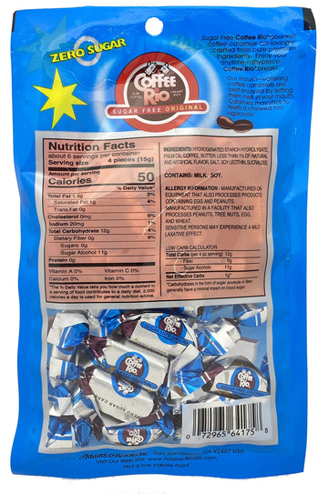 Coffee Rio Sugar Free Coffee Candy Pack of 4 - 3 Ounces -Candy Sugar Free, Zero Sugar Carbs, Made in the USA, Kosher Candy (Orig