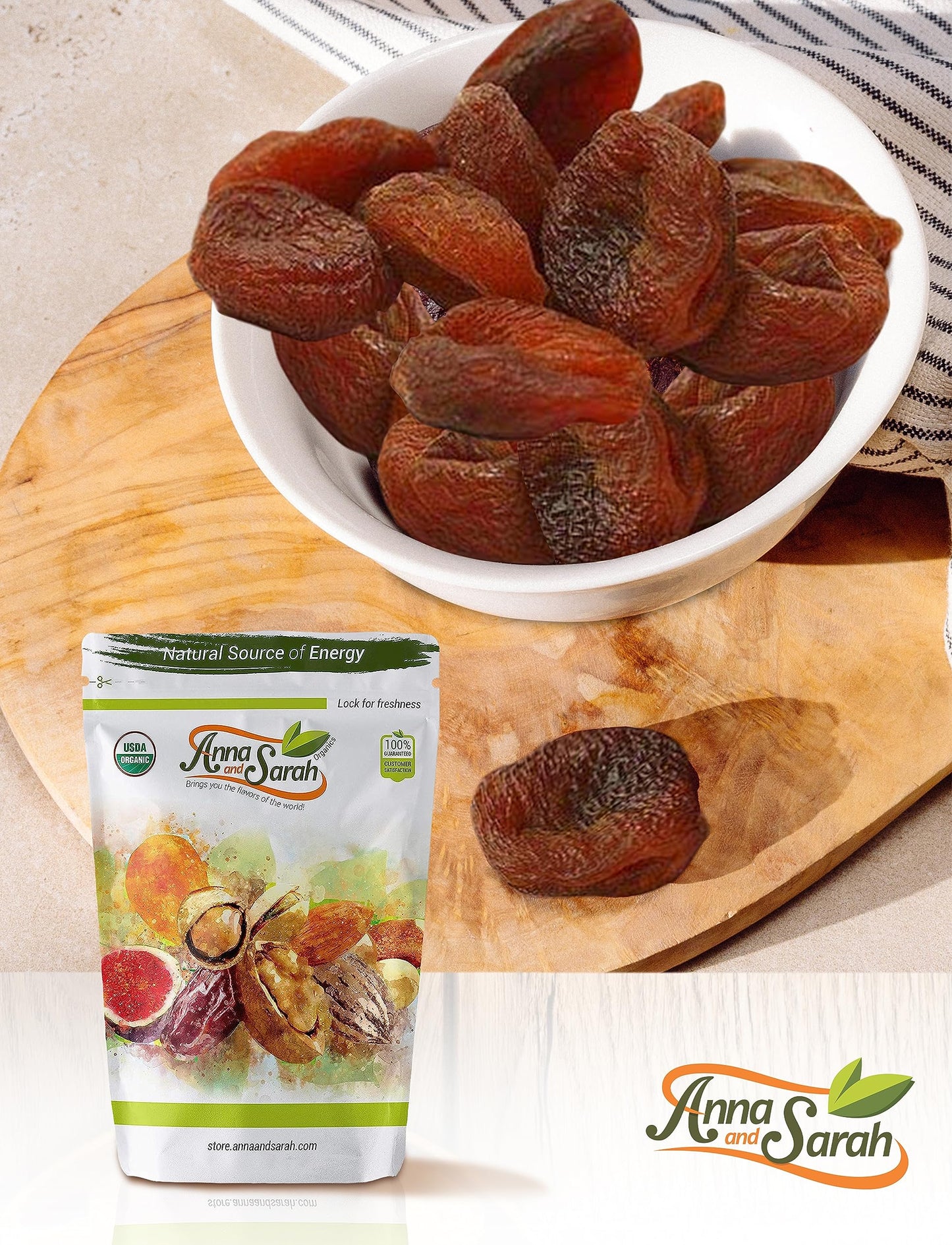 Anna And Sarah Organic Dried Apricots In Resealable Bag, 3Lbs 1 Pack