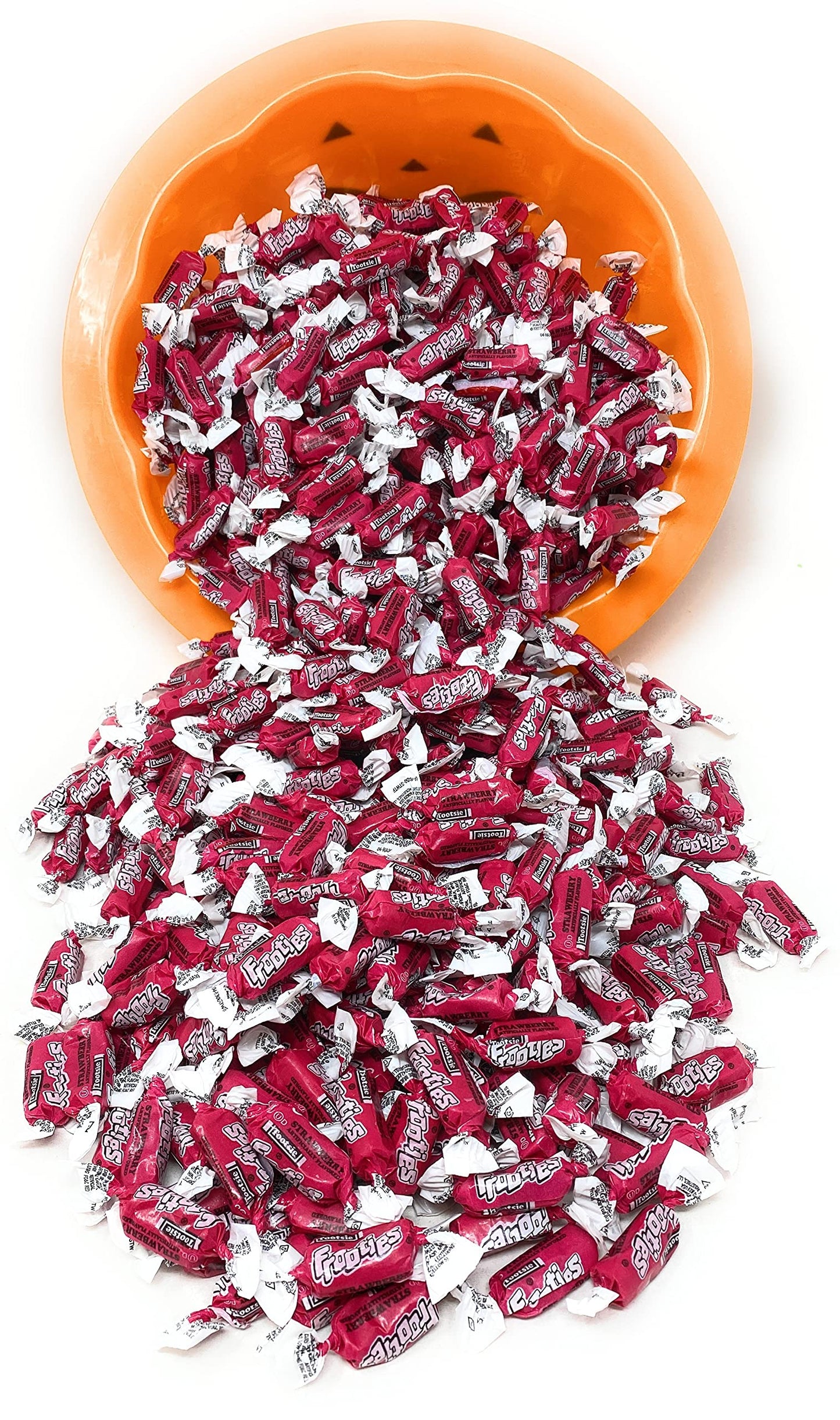 Bulk Strawberry Flavor Tootsie Roll Frooties Chewy American Taffies Candy Individually Wrapped In Resealable Assortit Bag 5 Lb 735+Pcs (80-Oz) - Made In Usa