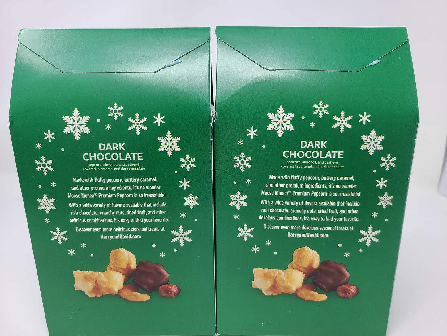 Harry & David Holiday Moose Munch Premium Popcorn Dark Chocolate 10 Oz, 2 Boxes