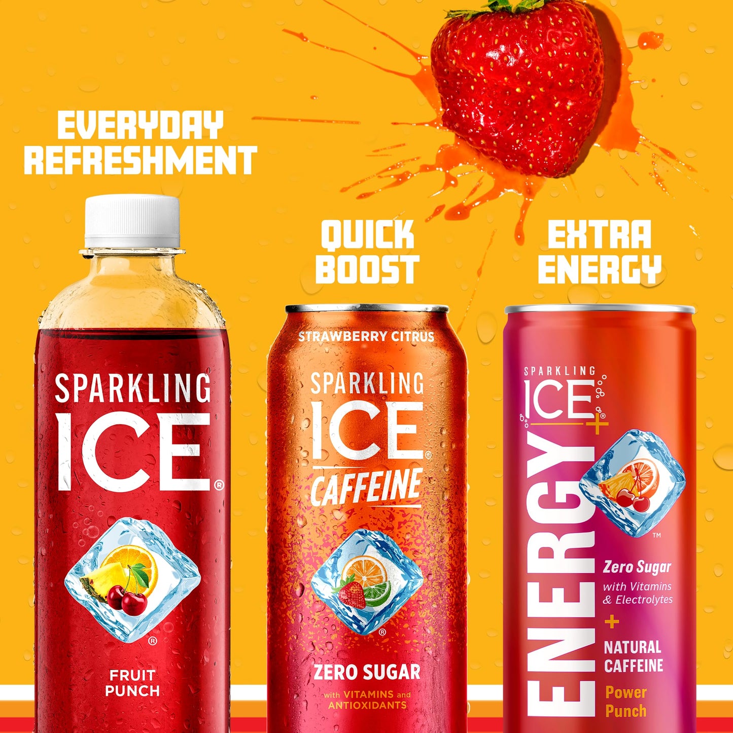 Sparkling ICE Strawberry Citrus Sparkling Water, Zero Sugar, 16 fl oz Cans, Pack of 12