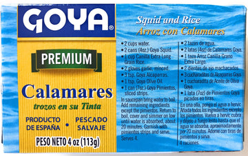 Goya Calamares Tinta Squid, 4 oz (Pack of 3) - Premium Canned Seafood for Cooking and Snacking