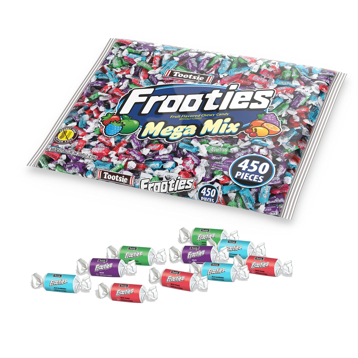 Frooties Mega Mix - 450 Pieces Assorted Fruit Flavor Chewy Candy - Over 3 Lb. Bag Of Bulk Treats - 50.06 Oz